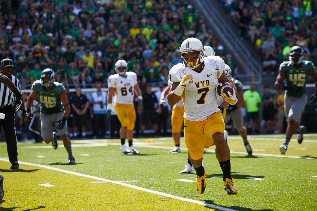 D.J. May (#7) is one Wyoming's big play threats to keep an eye on Saturday. 
