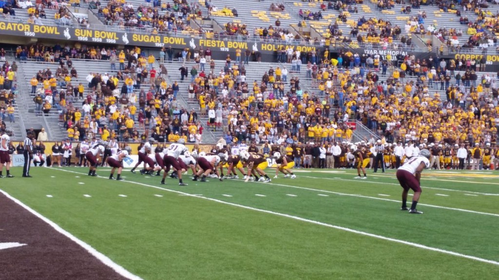 The Wyoming Cowboy offense puts the finishing touches on a drive late in the 4th quarter to seal a win for Wyoming. The Pokes made head coach Craig Bohl's Wyoming debut a success, winning 17-12 over FCS Montana on Saturday. 
