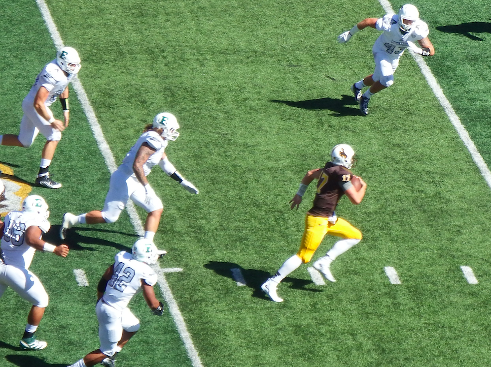 Wyoming quarterback Josh Allen will be counted on heavily this season to lead the Cowboy offense. Allen is returning from a season ending shoulder injury last season. (Photo via County10.com)